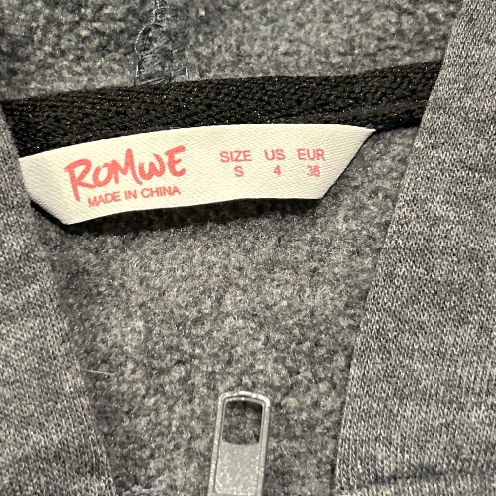Romwe Gray Full Zip Hoodie Women Size Small - Picture 4 of 8